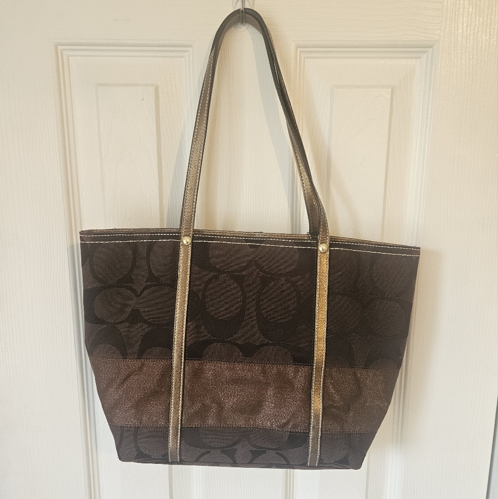 Coach Brown and Gold Tote Bag